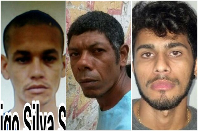 Rodrigo Silva Santos, Arismar Ciriaco de Souza e Uillian Silva Guimarães, vulgo ``Chimpanzé´´. Foto: Divulgação.