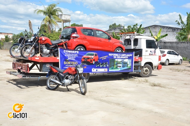 3 motocicletas e 1 veículo zero quilòmetro sorteador