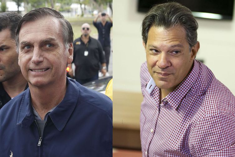 Os candidatos à Presidência da República Jair Bolsonaro (PSL) e Fernando Haddad (PT). - Tânia Regô / Marcelo Camargo / Agência Brasil