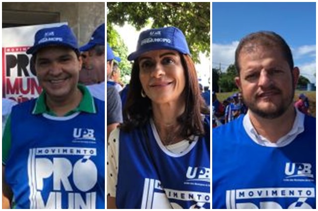 Eures Ribeiro (Presidene UPB) / Christine Pinto (Prefeita Guaratinga) / Tinho (Prefeito Belo Campo)