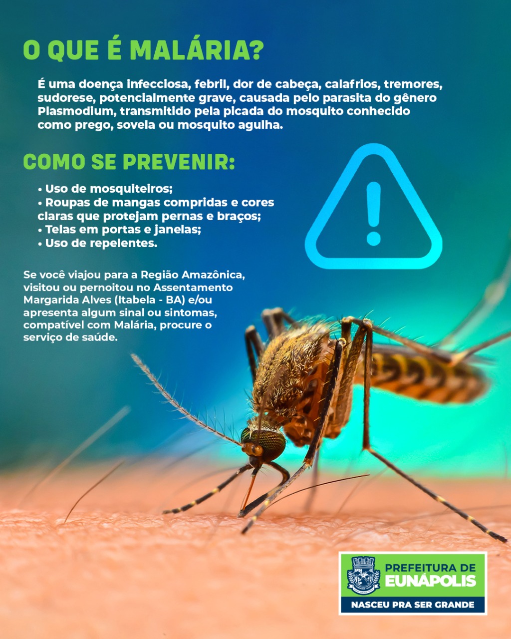 Informações sobre o que é malária e medidas para prevenção da doença