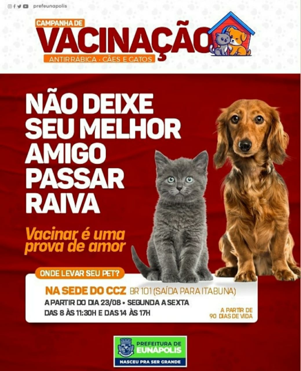 Ação de vacinação imunizou animais na zona rural de Eunápolis