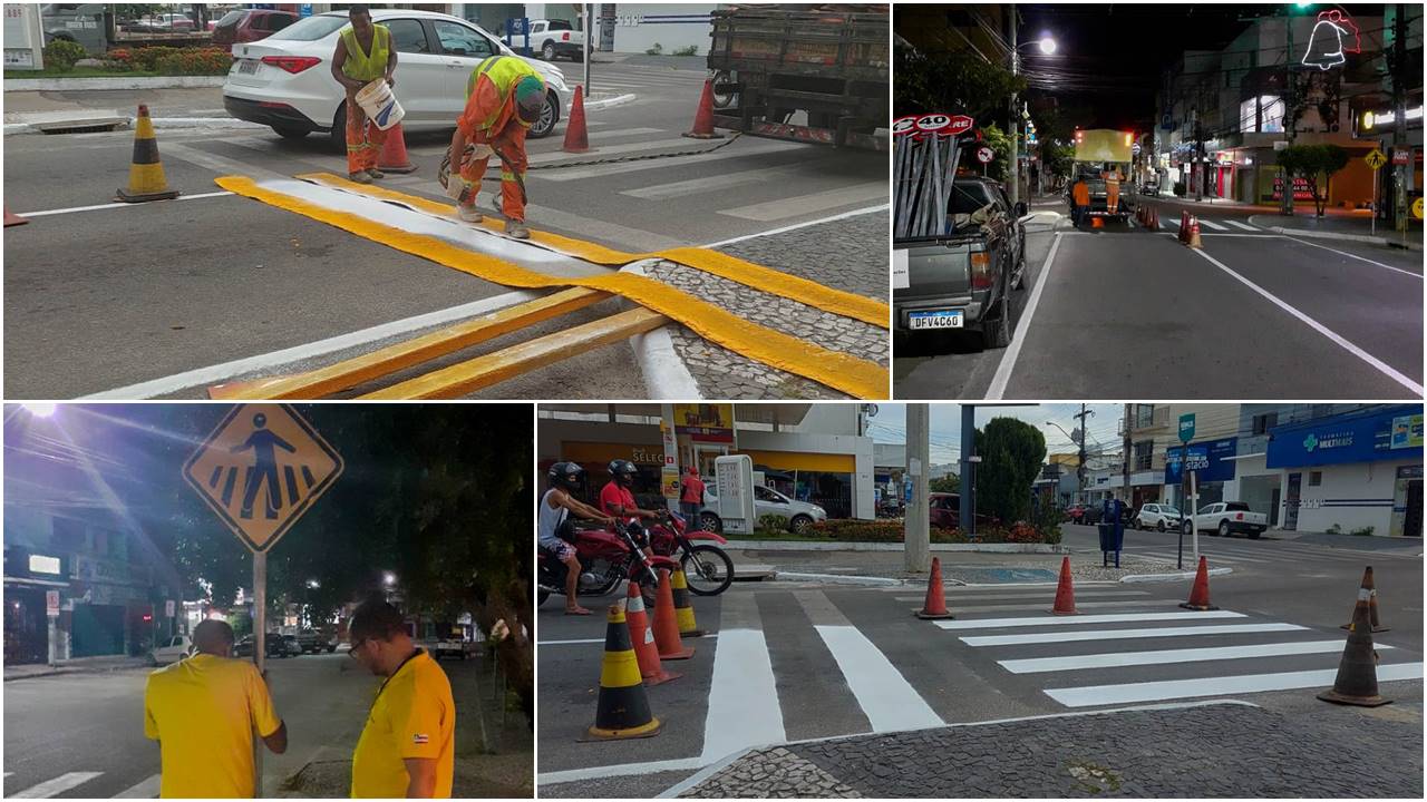 Reforço de pintura da sinalização, implantação de placas nas vias públicas, melhorias na sinalização e placas colocadas em diversos pontos da cidade