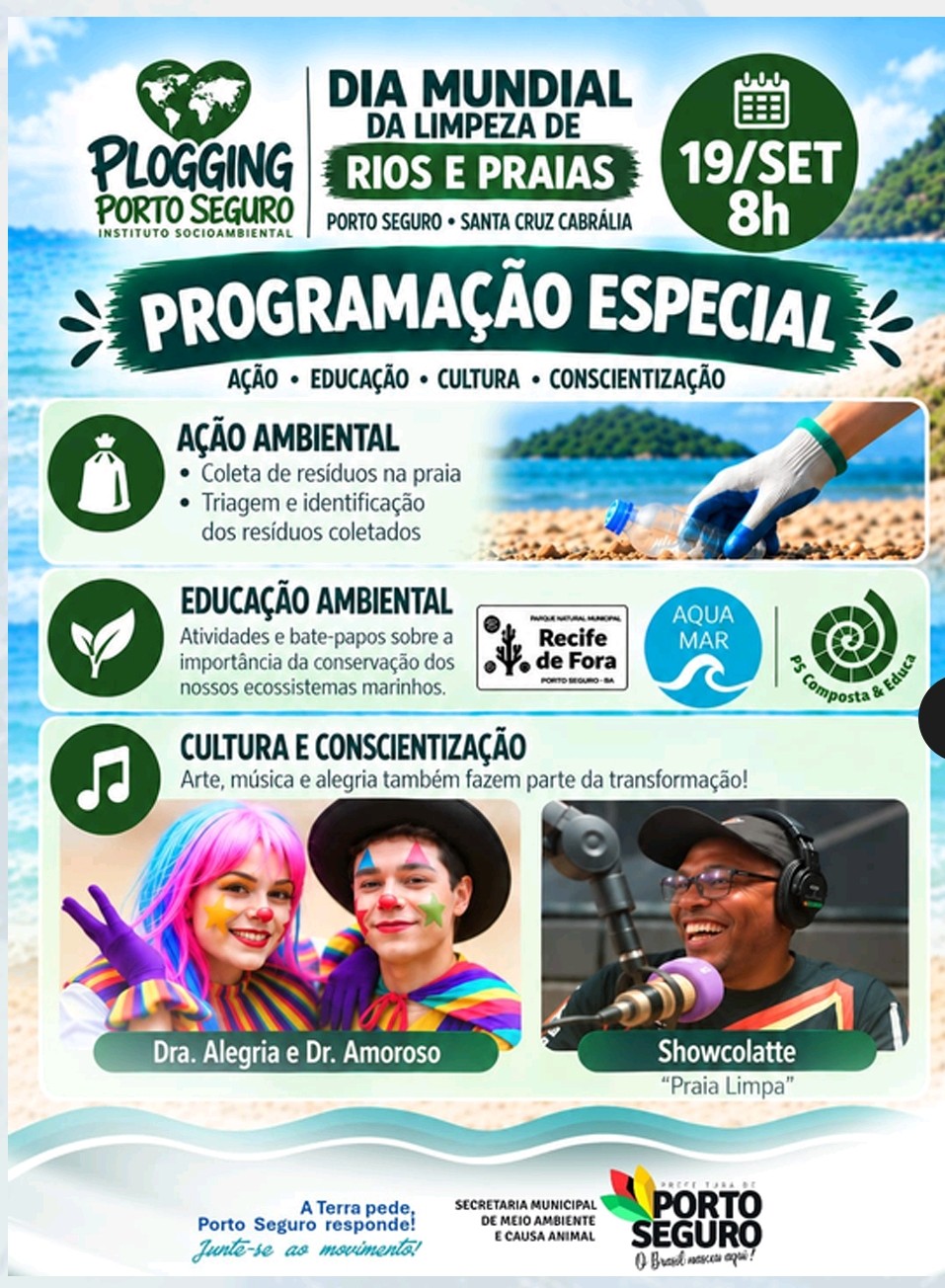 Material de divulgação do Dia Mundial da Limpeza de Rios e Praias - Plogging 2026