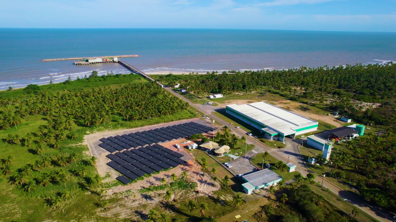 Uma das usinas de energia solar da Veracel, localizada no Terminal Marítimo de Belmonte. (Foto divulgação Veracel)