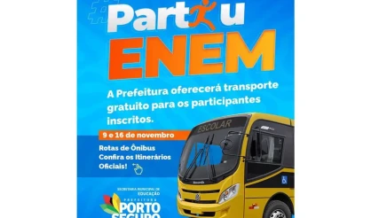 Prefeitura de Porto Seguro oferece transporte gratuito para estudantes nos dias do ENEM