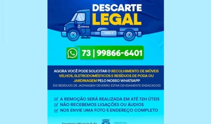 Prefeitura de Eunápolis inicia Operação “Descarte Legal” com solicitação fácil pelo WhatsApp