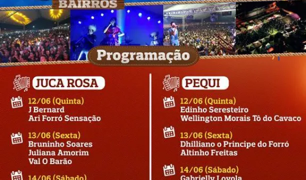 Prefeitura divulga programação do São João dos bairros para este fim de semana
